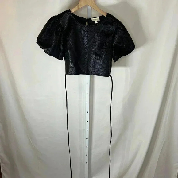 Meraki Size Medium Peplum Sleeve Top Blouse Crop Tie - Picture 2 of 8